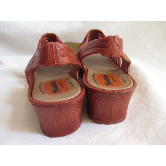 Vintage Womens Sandals 9 US 26 mexico Sandak Molded Rubber Brown Isabel NOS - Picture 4 of 10